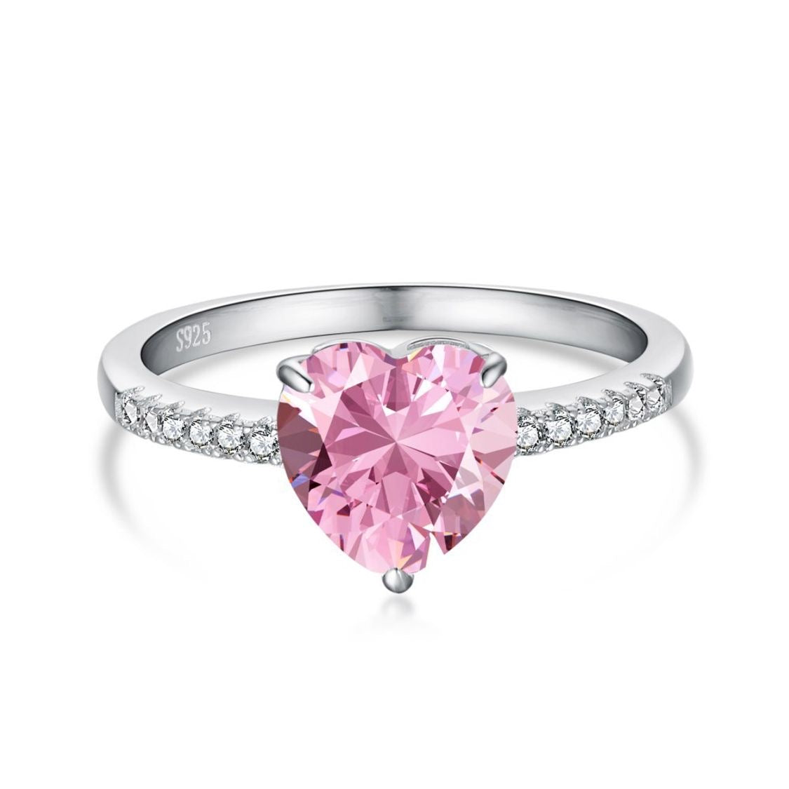 Dainty Pink Sterling Silver Heart Ring