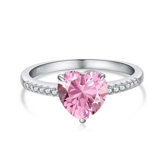 Dainty Pink Sterling Silver Heart Ring